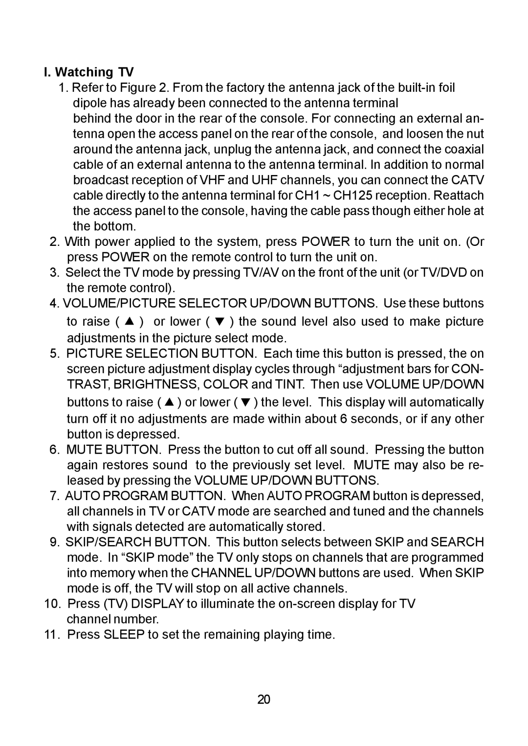 Audiovox DV9000 owner manual Watching TV 