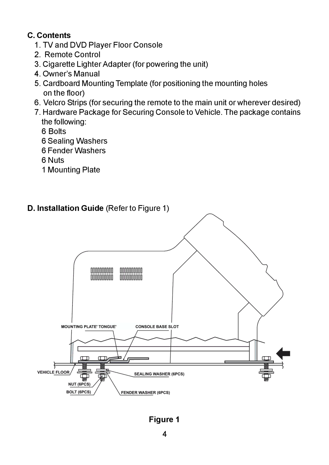 Audiovox DV9000 owner manual Contents, Installation Guide Refer to Figure 