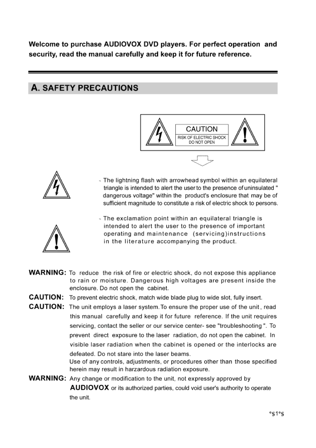 Audiovox DVD-220 manual 