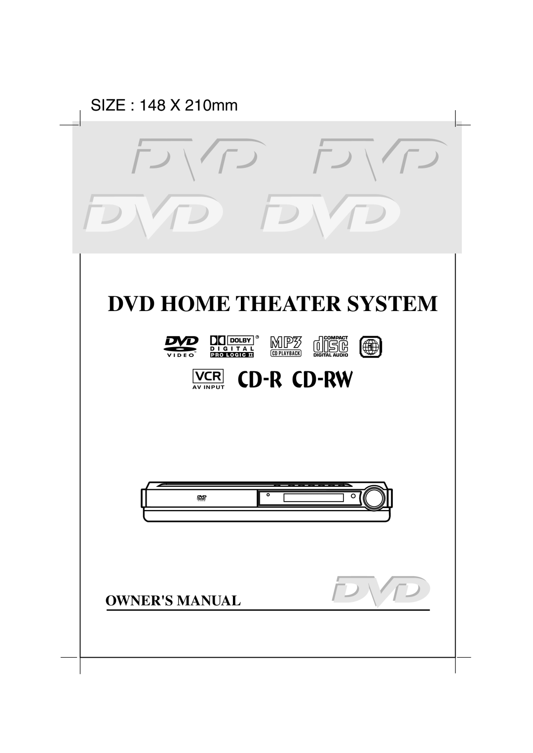 Audiovox DVD Home Theatre System CD-R/RW CD Playback owner manual Vcr Cd-R Cd-Rw 