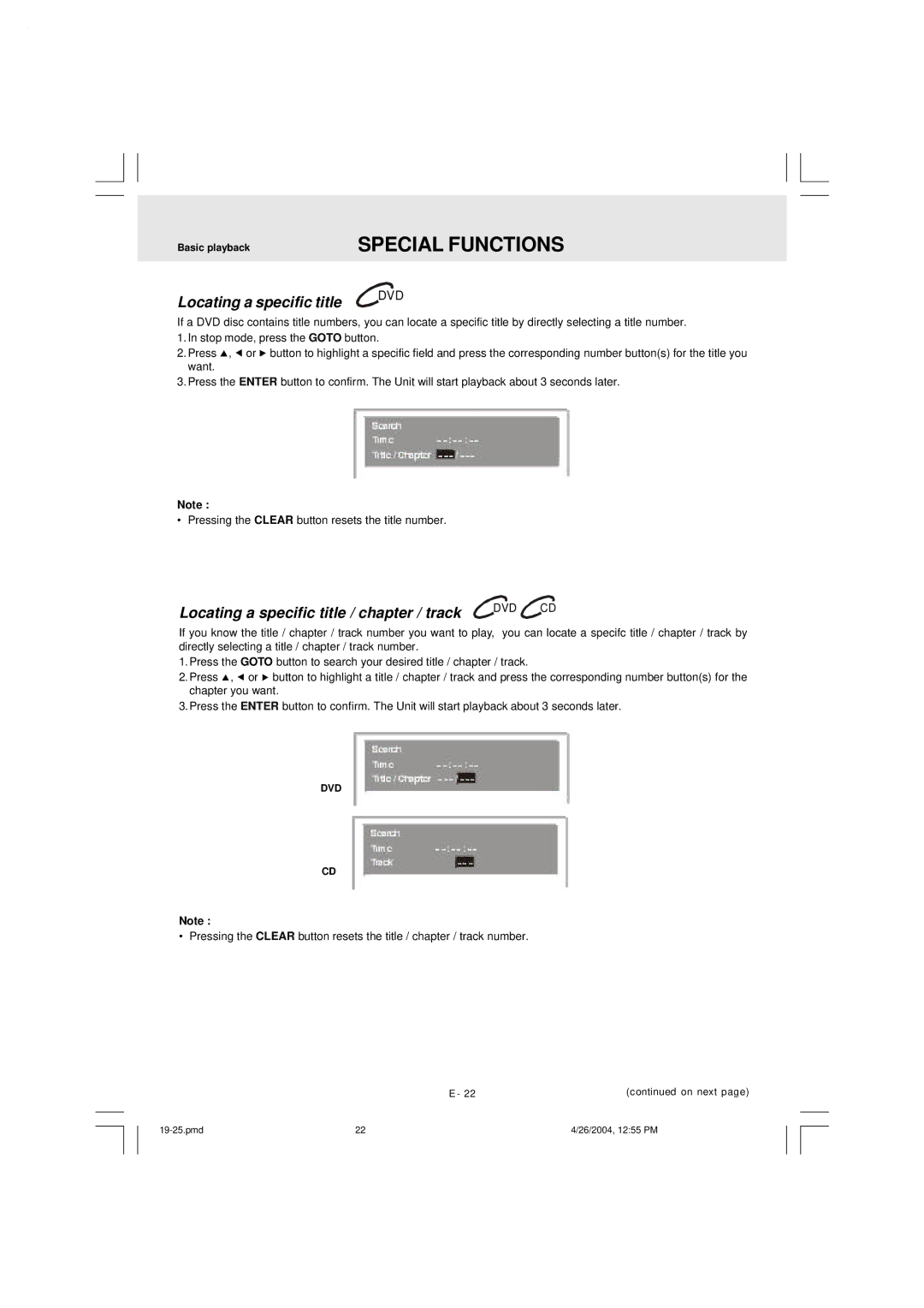 Audiovox DVD Home Theatre System CD-R/RW CD Playback owner manual Locating a specific title 