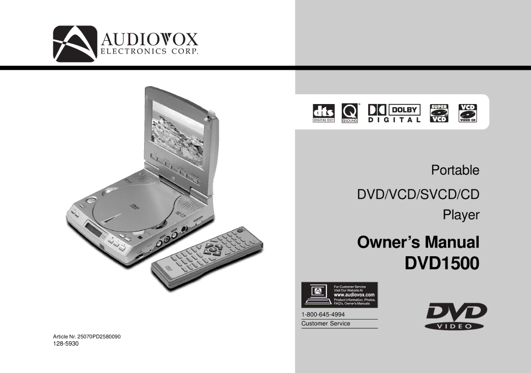 Audiovox DVD1500 owner manual 