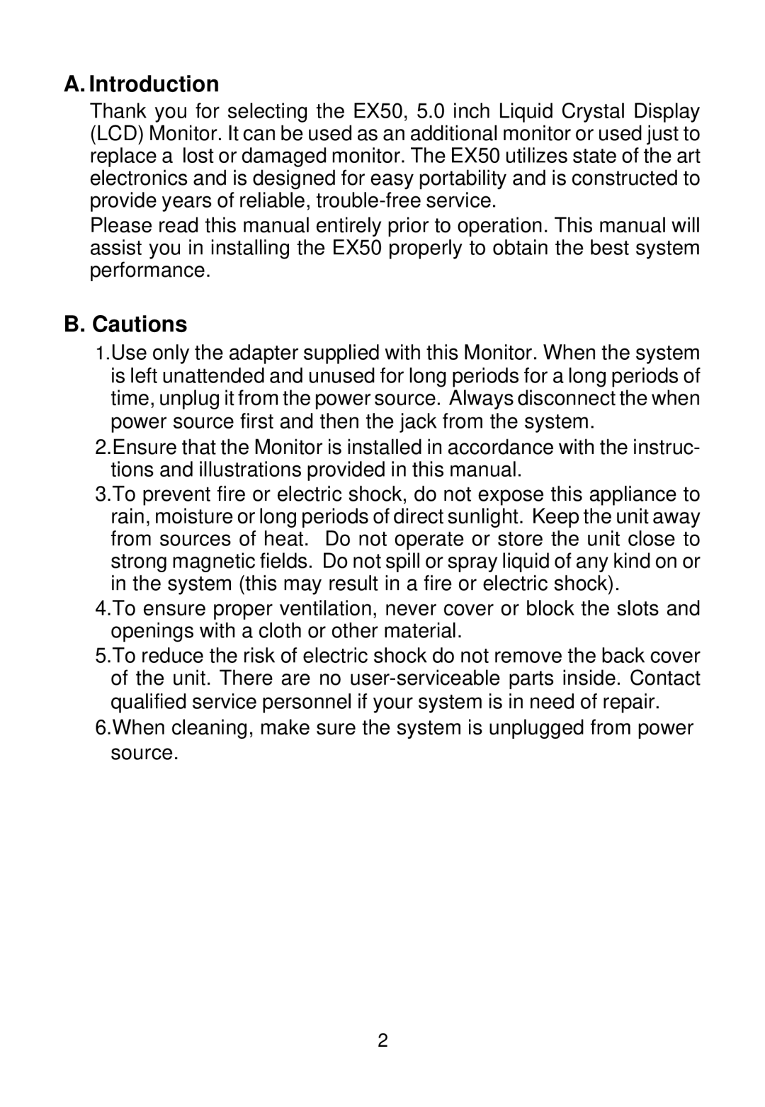 Audiovox EX50 owner manual Introduction 