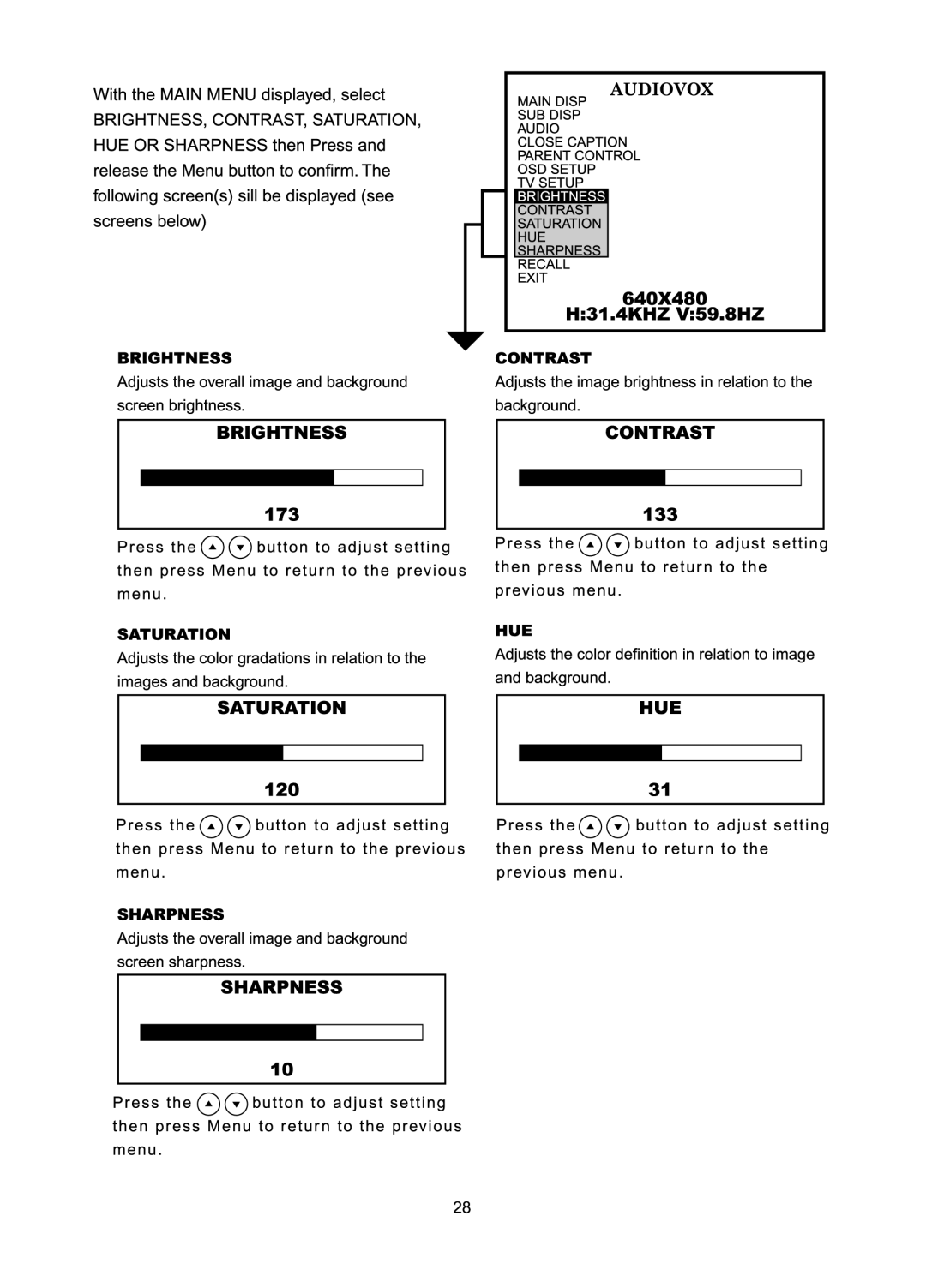 Audiovox FP1510 manual 