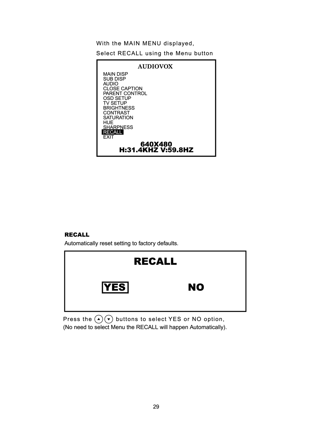 Audiovox FP1510 manual 