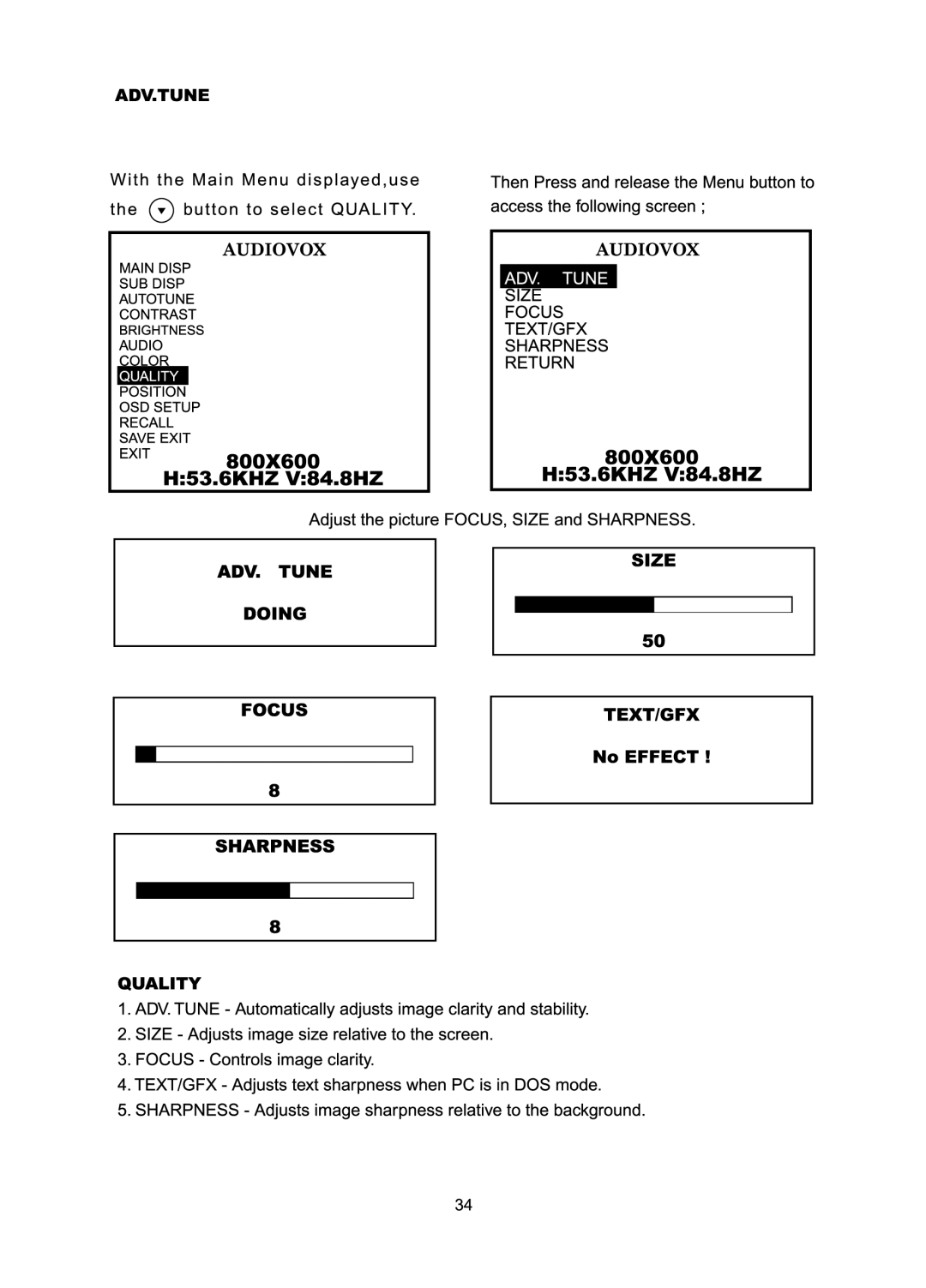 Audiovox FP1510 manual 