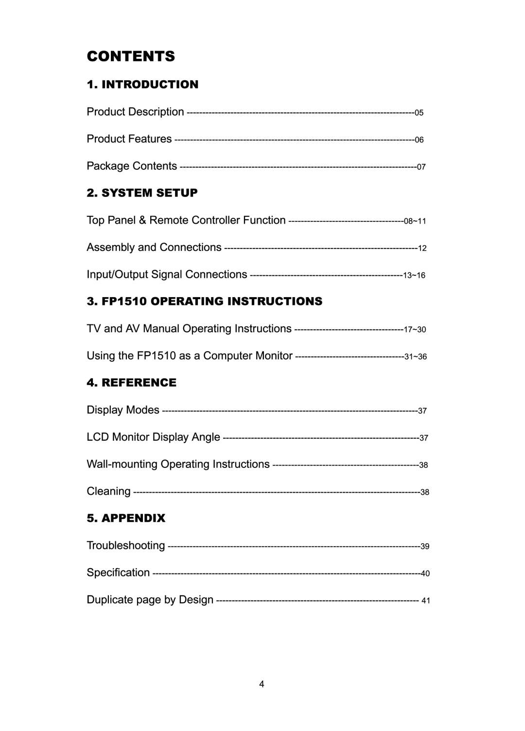 Audiovox FP1510 manual 