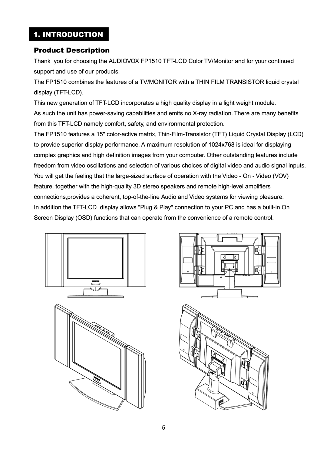 Audiovox FP1510 manual 