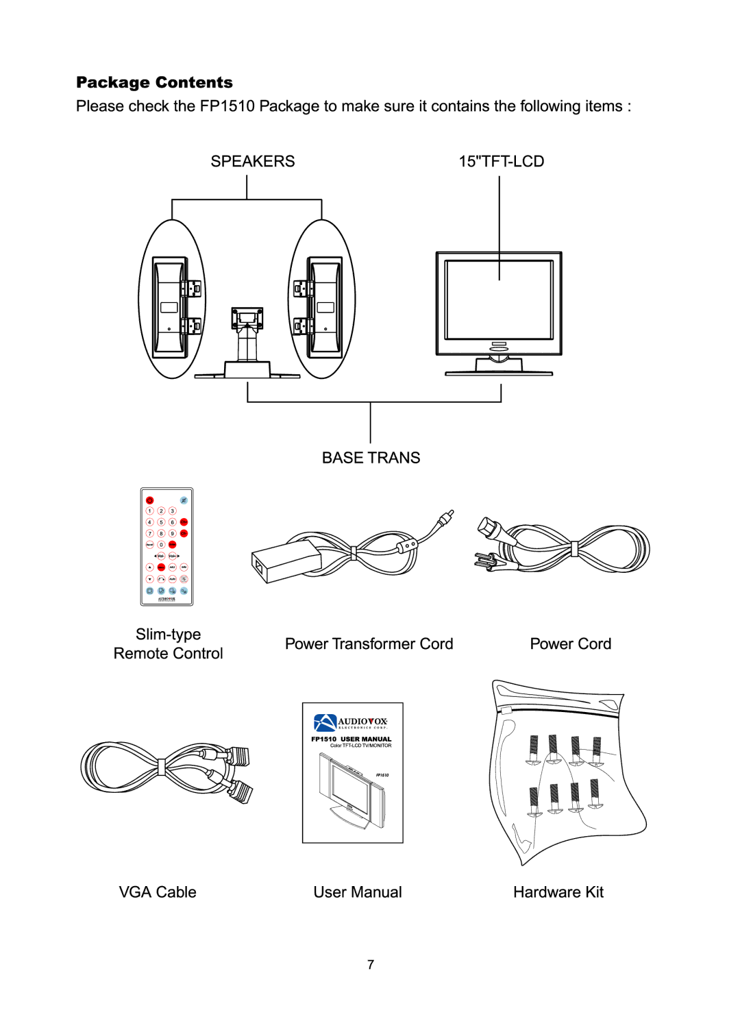 Audiovox FP1510 manual 