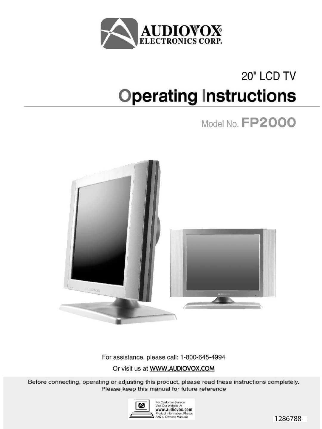 Audiovox FP2000 manual 1286788 