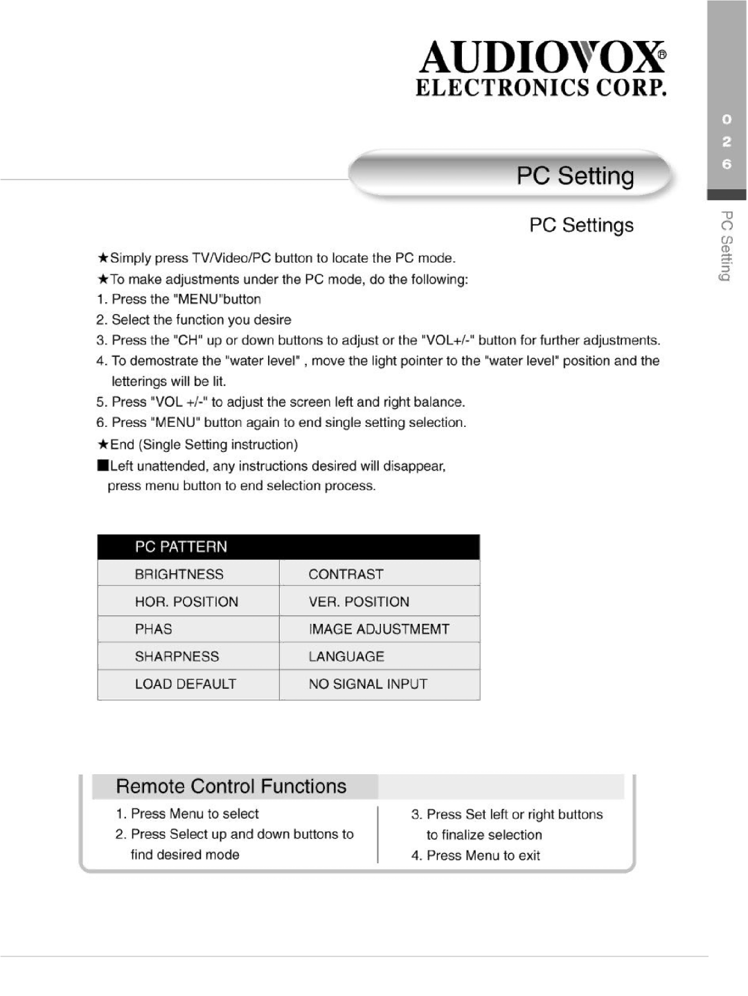 Audiovox FP2000 manual 