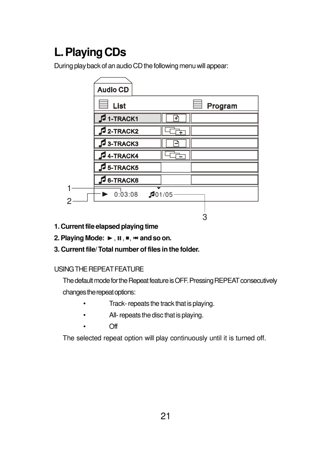 Audiovox FPE1078 manual Playing CDs, Usingtherepeatfeature 