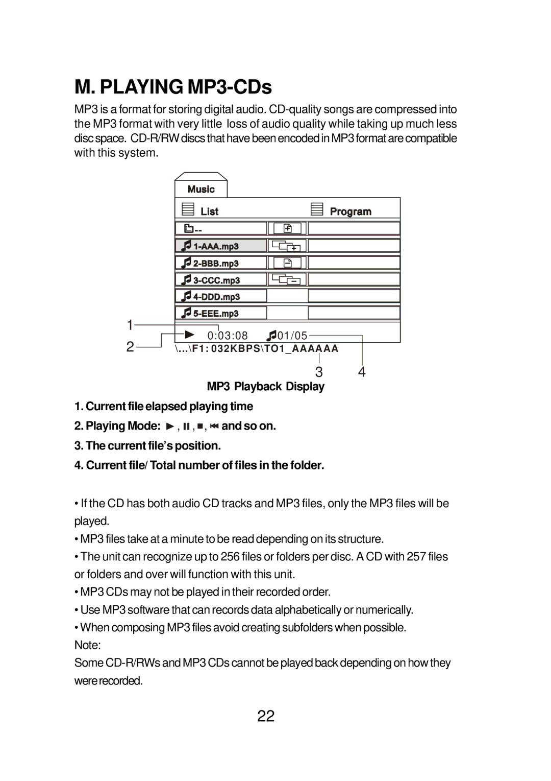 Audiovox FPE1078 manual Playing MP3-CDs 