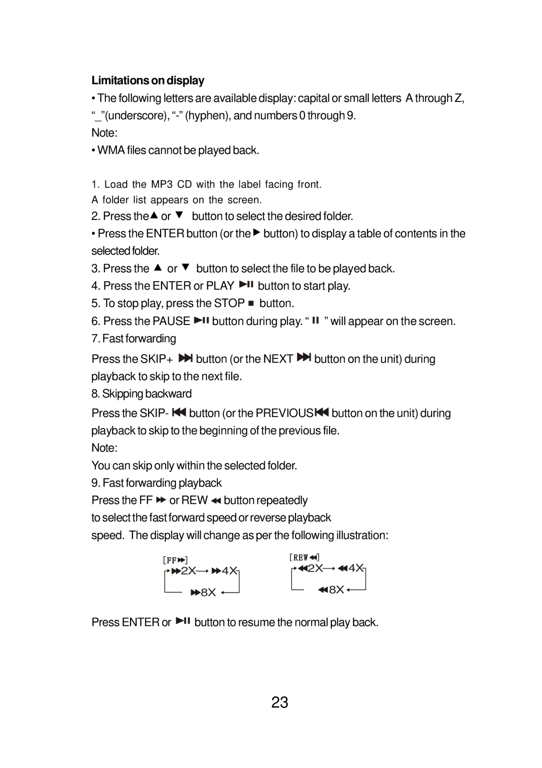 Audiovox FPE1078 manual Limitations on display 