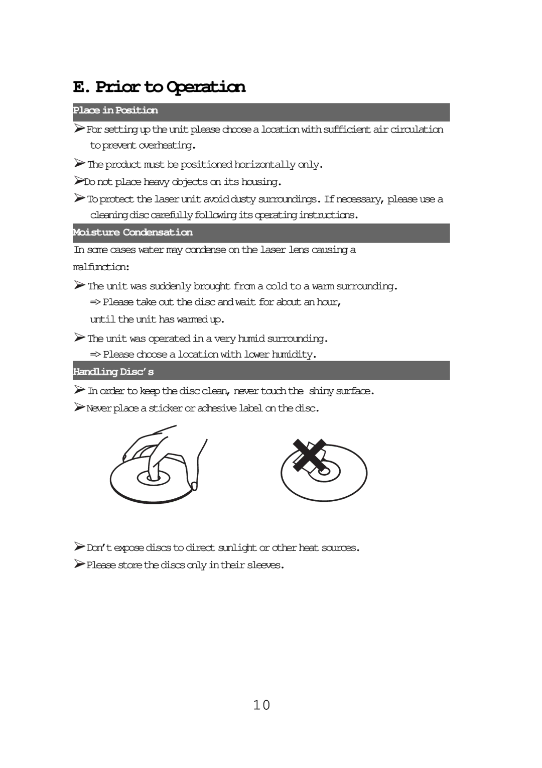 Audiovox FPE1087 operating instructions Prior to Operation, Untiltheunithaswarmedup 