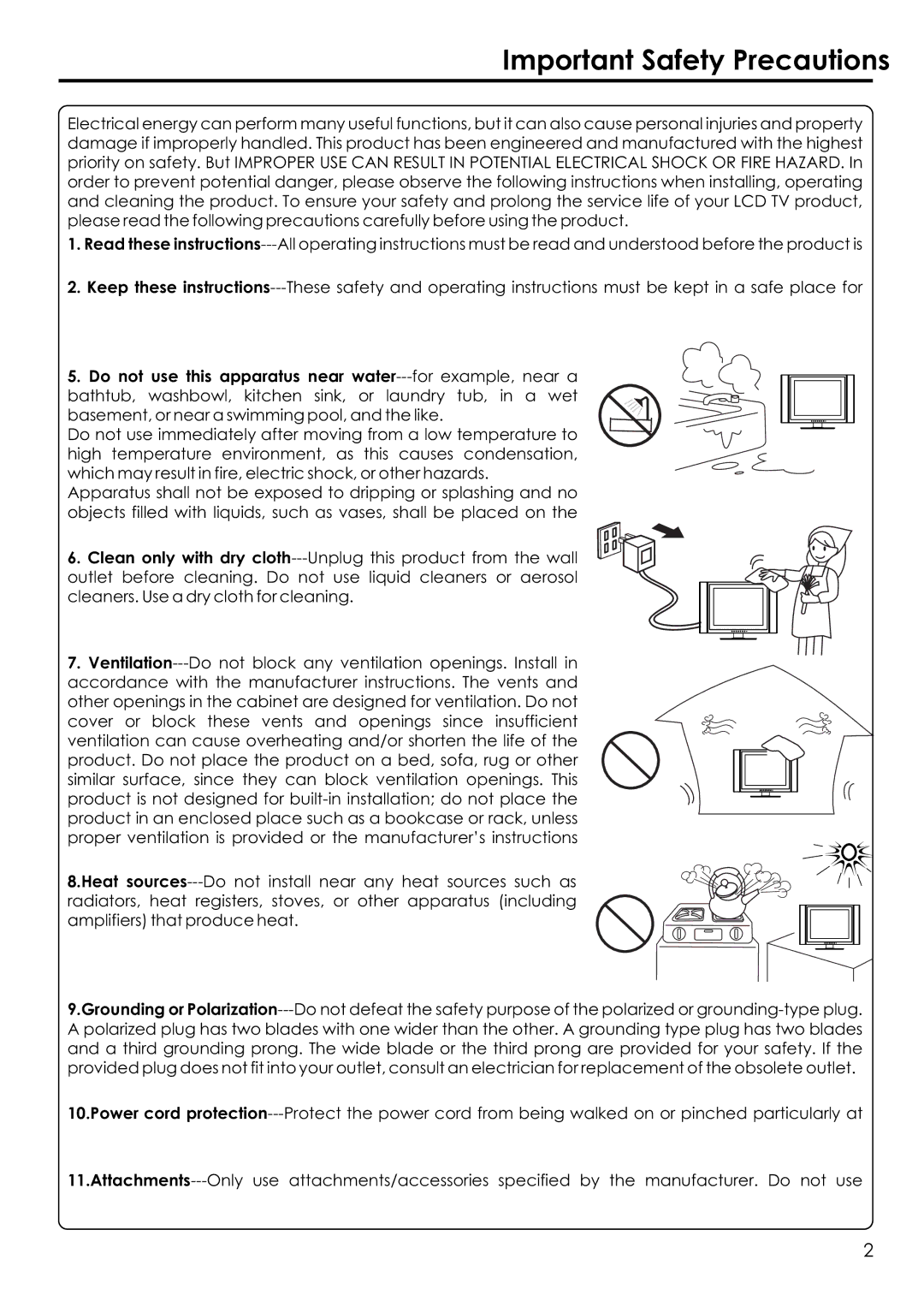 Audiovox FPE1506 manual Important Safety Precautions 