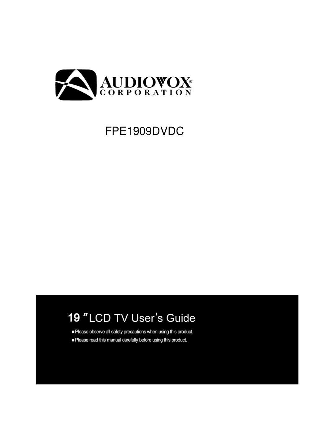 Audiovox FPE1909DVDC manual 