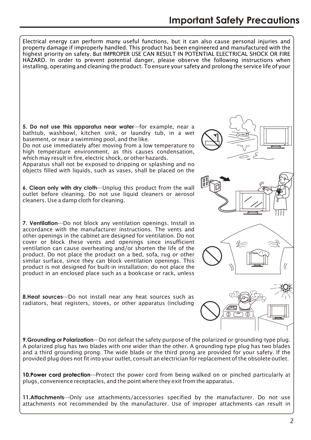 Audiovox FPE2006 manual Important Safety Precautions 