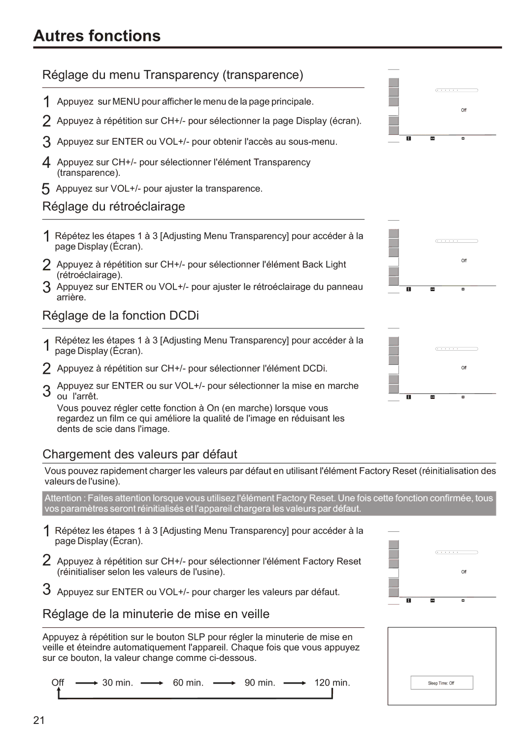 Audiovox FPE2006 manual Autres fonctions 