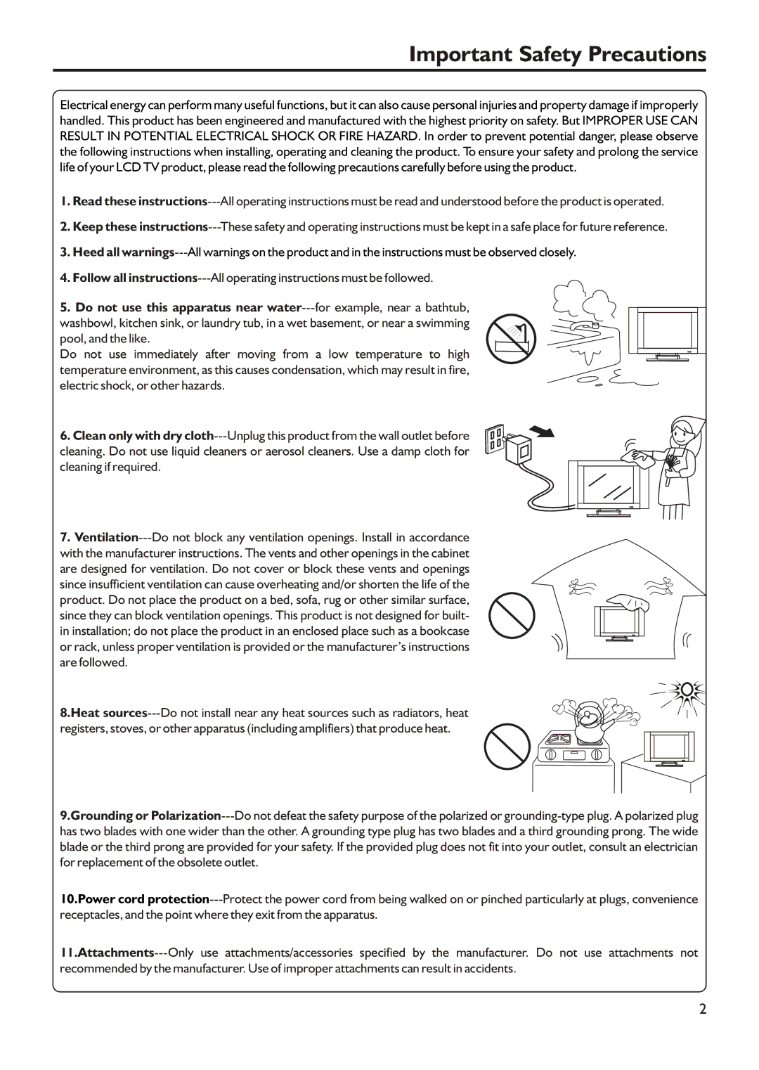 Audiovox FPE2305 manual Important Safety Precautions 