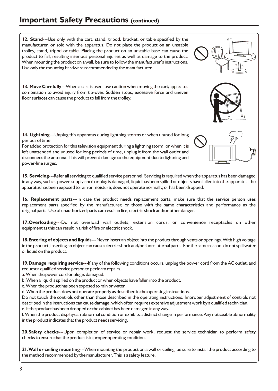 Audiovox FPE2305 manual Important Safety Precautions 