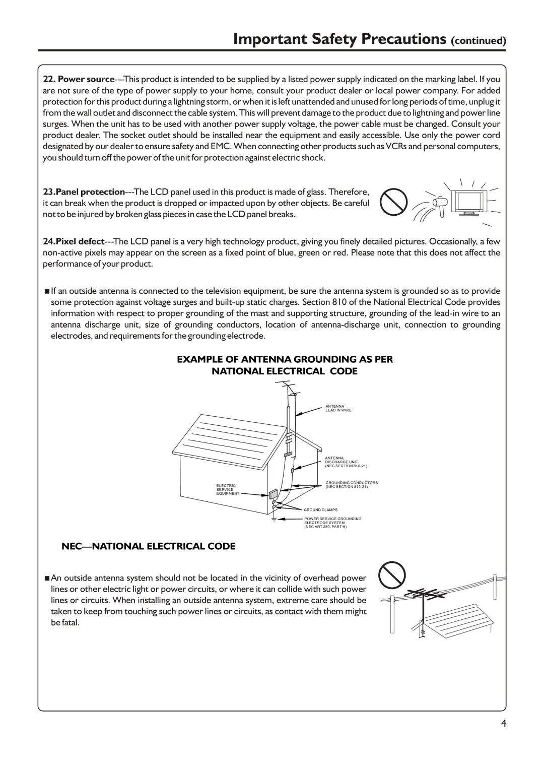 Audiovox FPE2305 manual Important Safety Precautions 