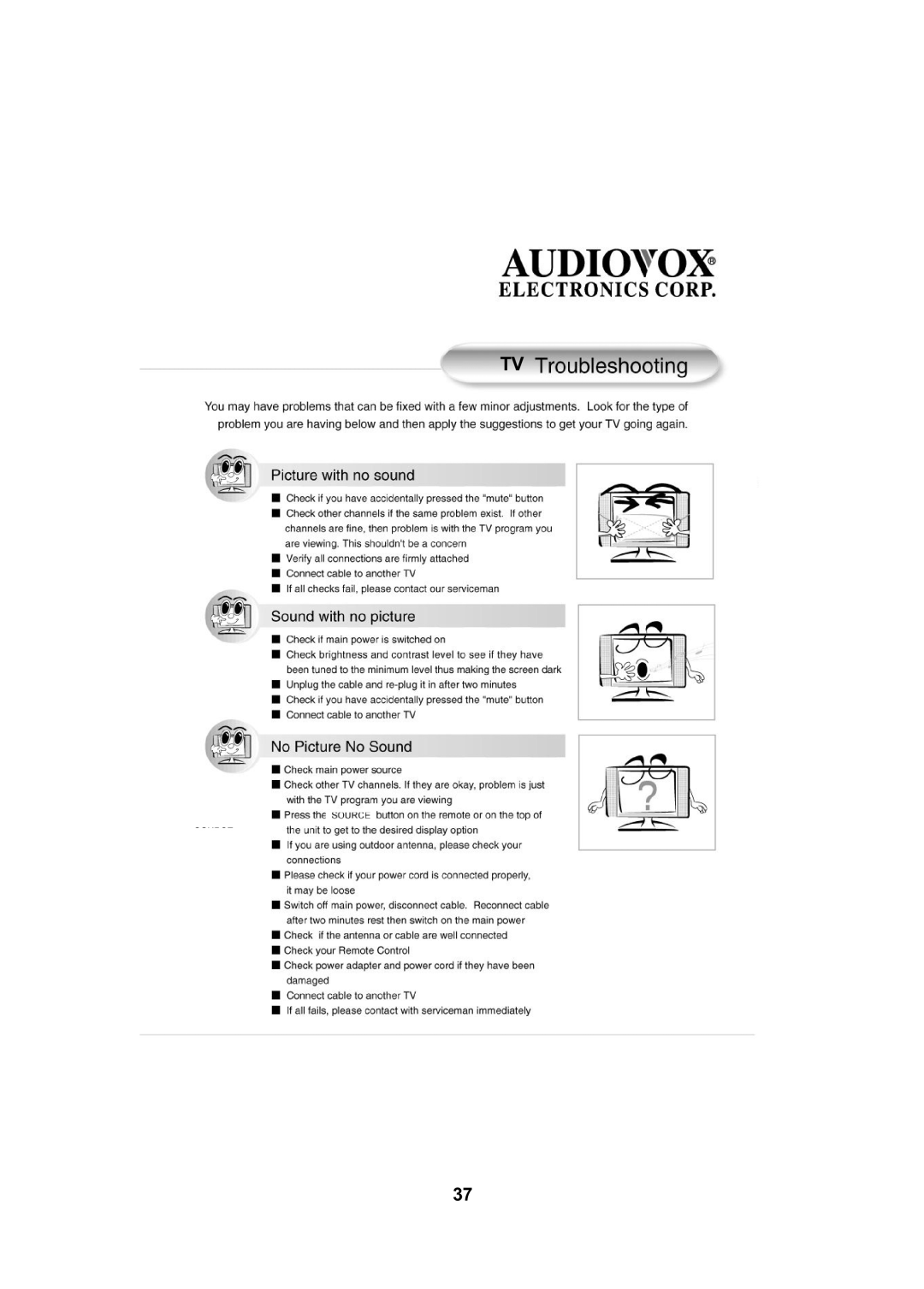 Audiovox FPE2705 operating instructions 