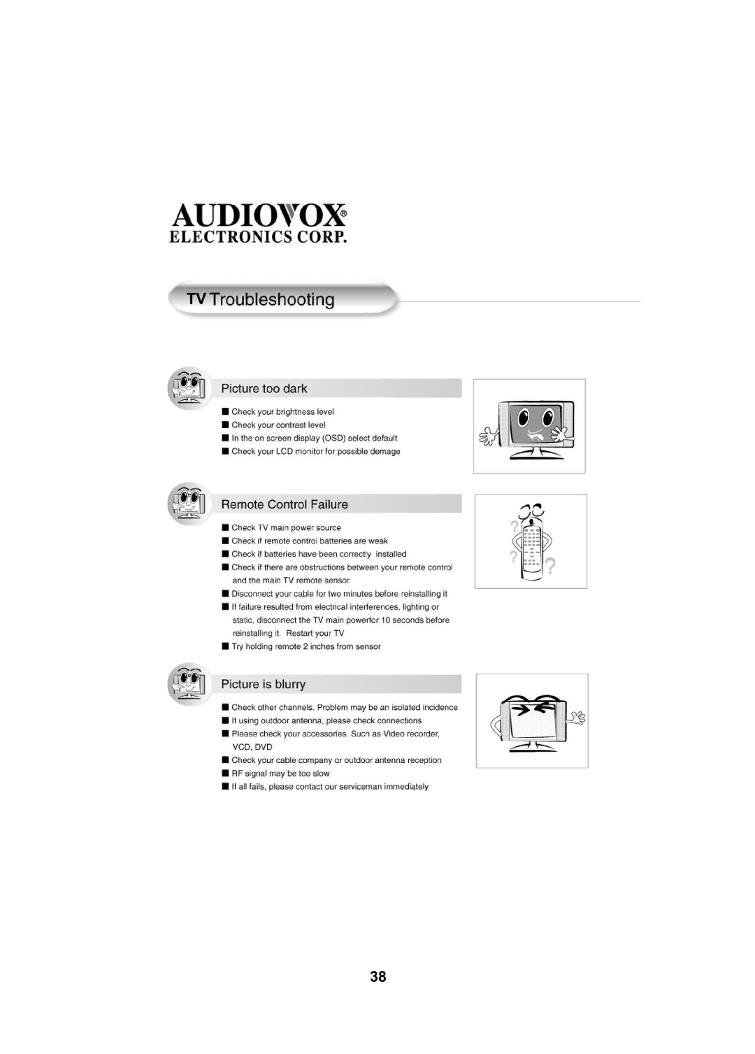 Audiovox FPE2705 operating instructions 