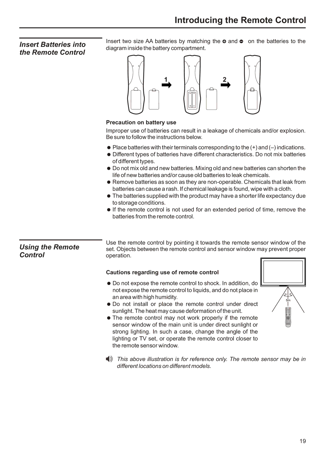 Audiovox FPE2706 operation manual Introducing the Remote Control, Precaution on battery use 