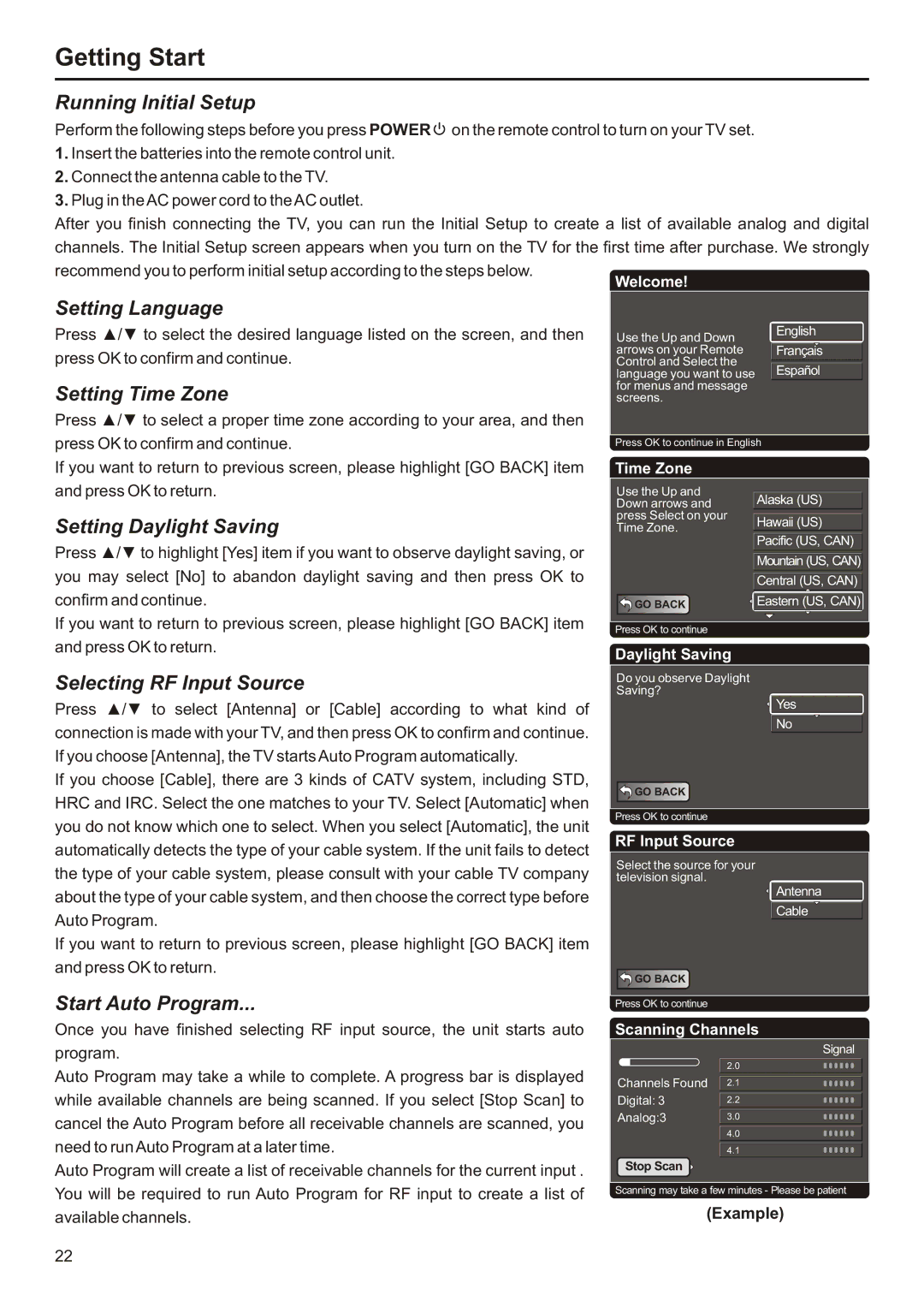 Audiovox FPE2706 operation manual Getting Start 