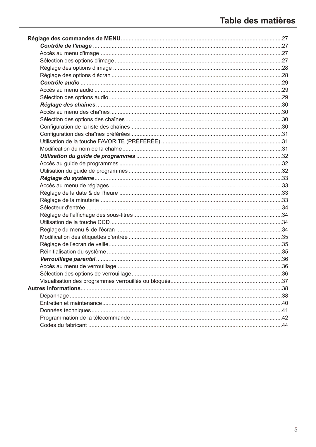 Audiovox FPE2706 operation manual Contrôle audio 