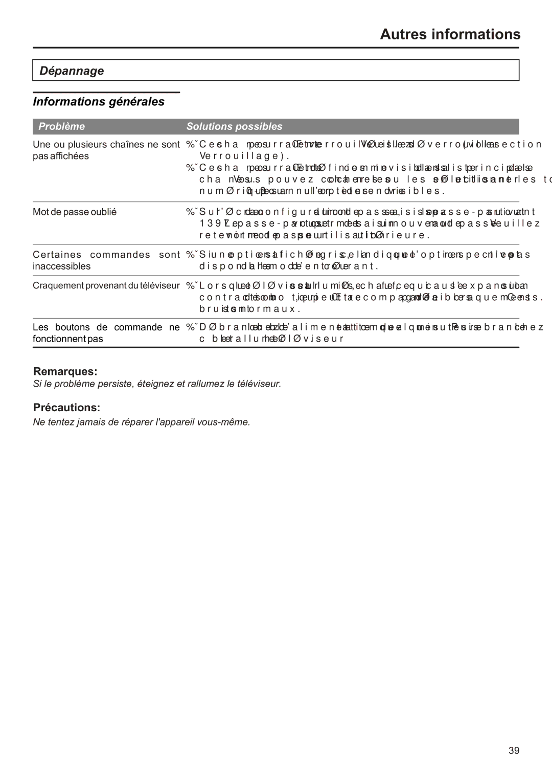 Audiovox FPE2706 operation manual Informations générales 