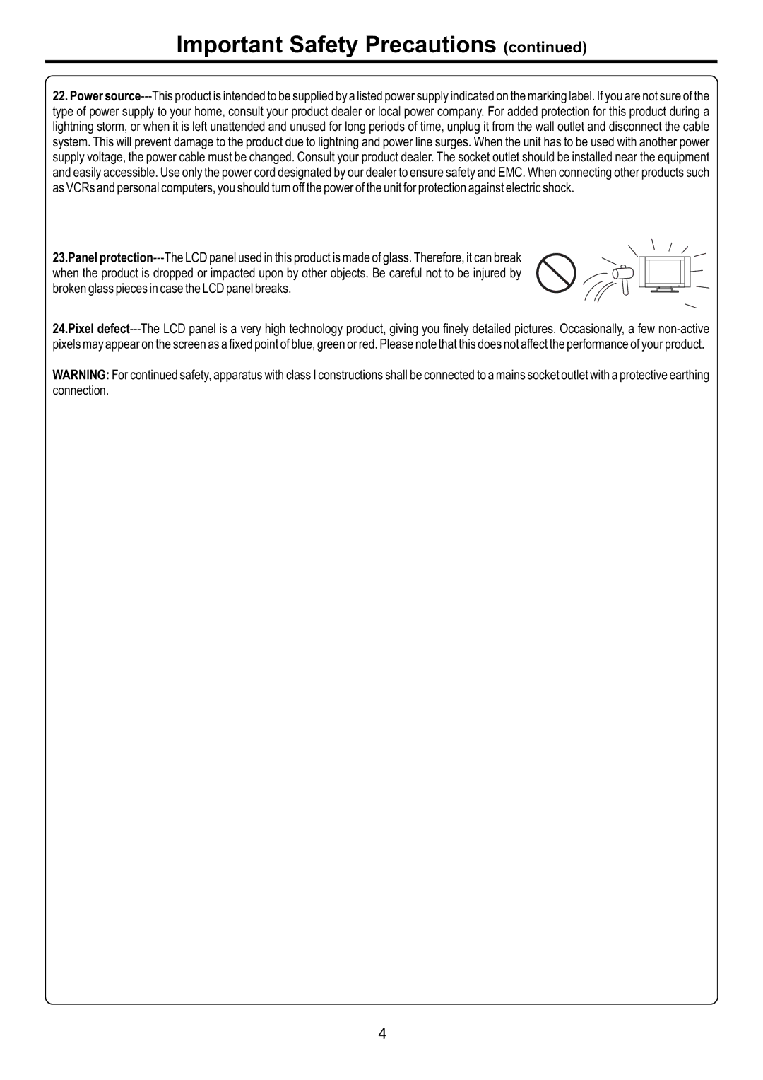 Audiovox FPE3707HR manual Important Safety Precautions 