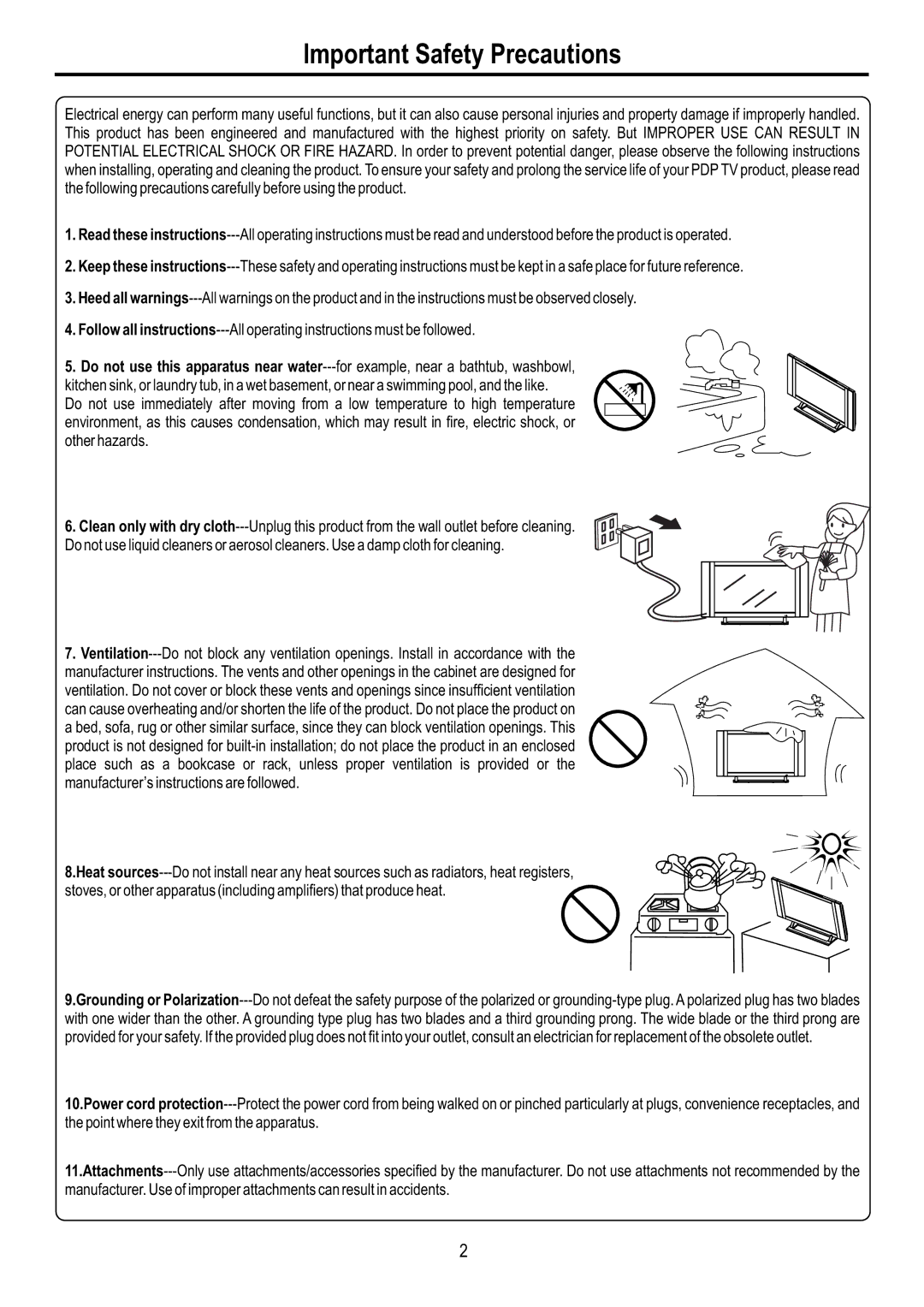 Audiovox FPE4216P manual Important Safety Precautions 