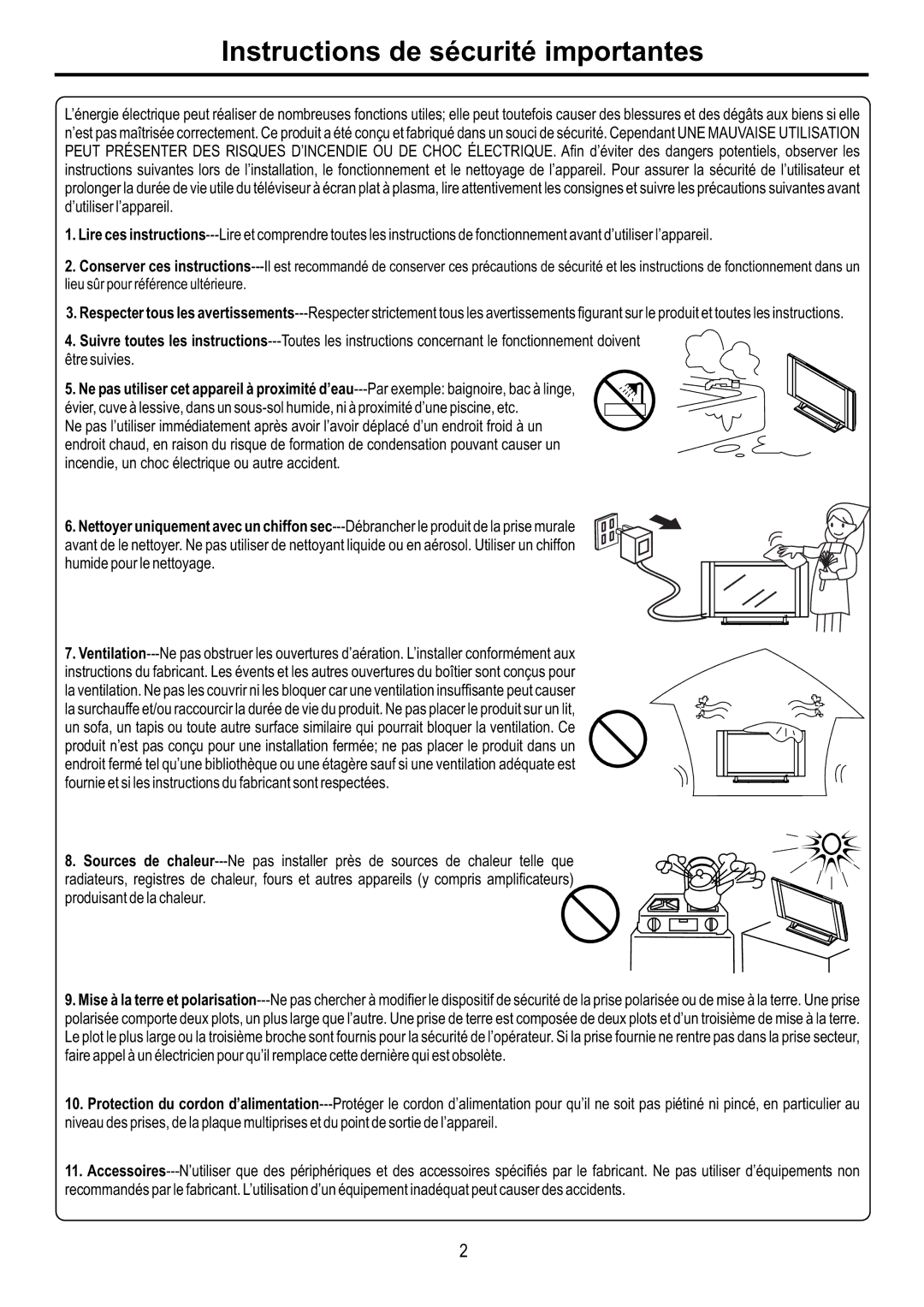 Audiovox FPE4216P manual Instructions de sécurité importantes 