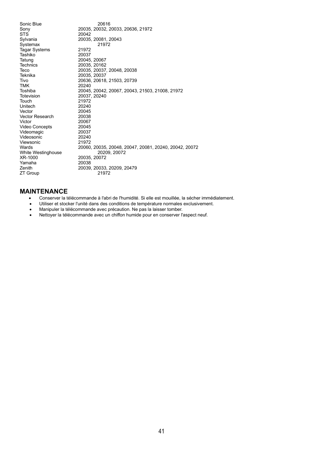 Audiovox FPE4216P manual Maintenance 