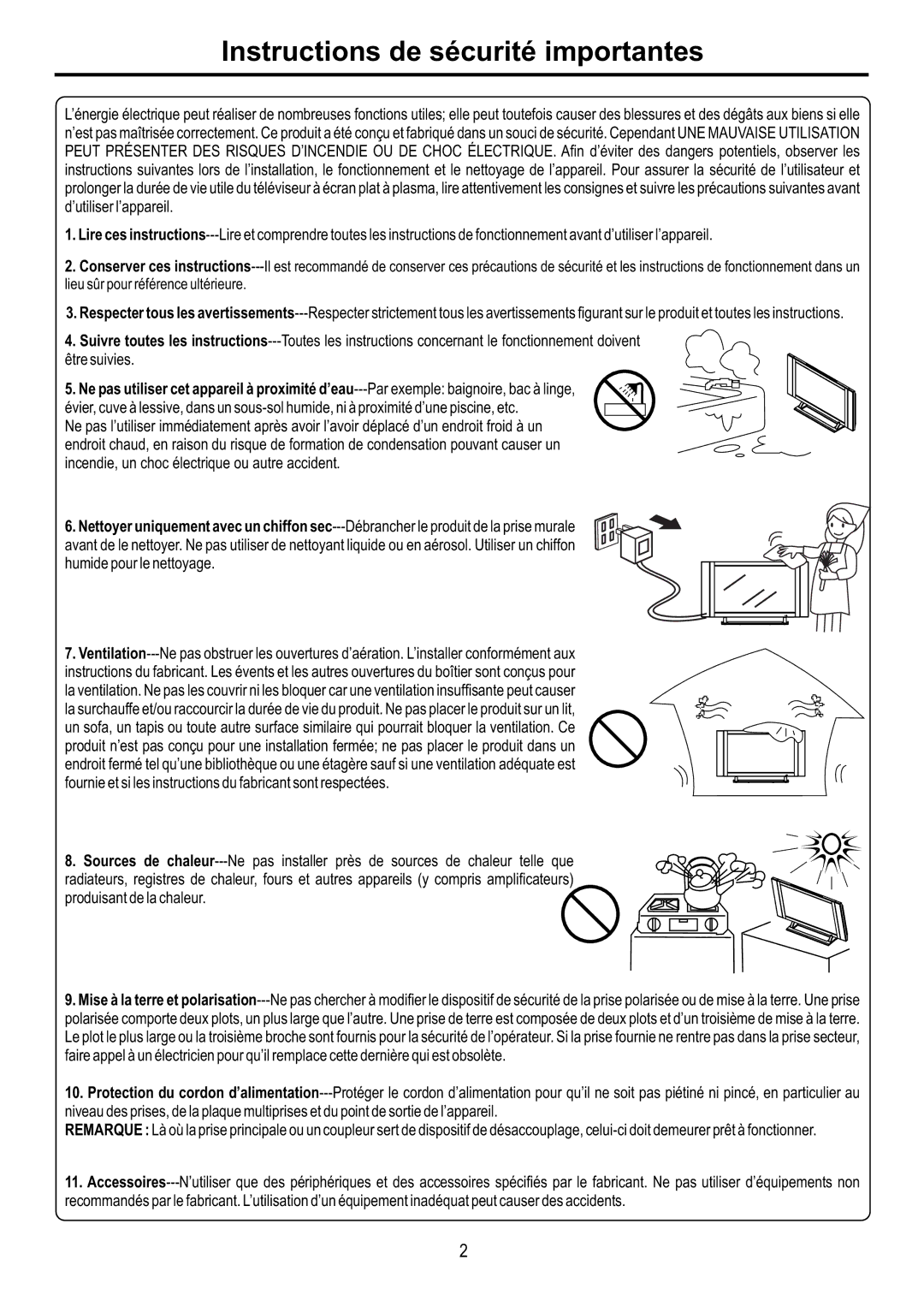 Audiovox FPE4217P manual Instructions de sécurité importantes 