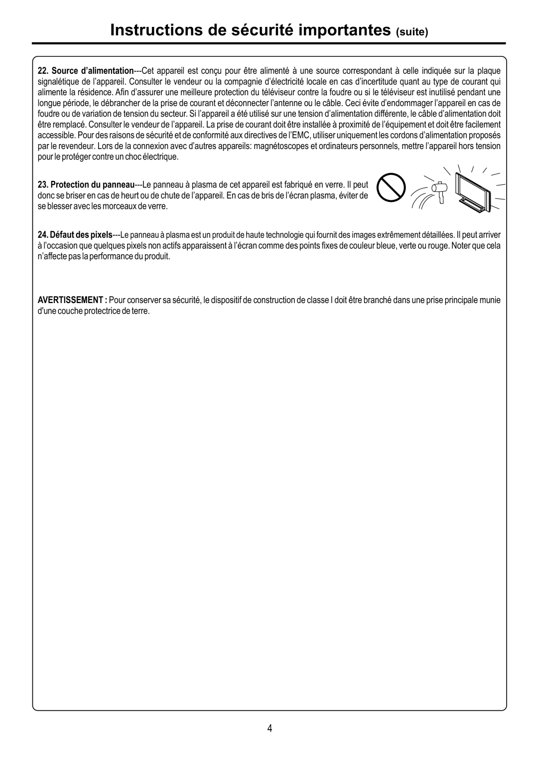 Audiovox FPE4217P manual Instructions de sécurité importantes suite 