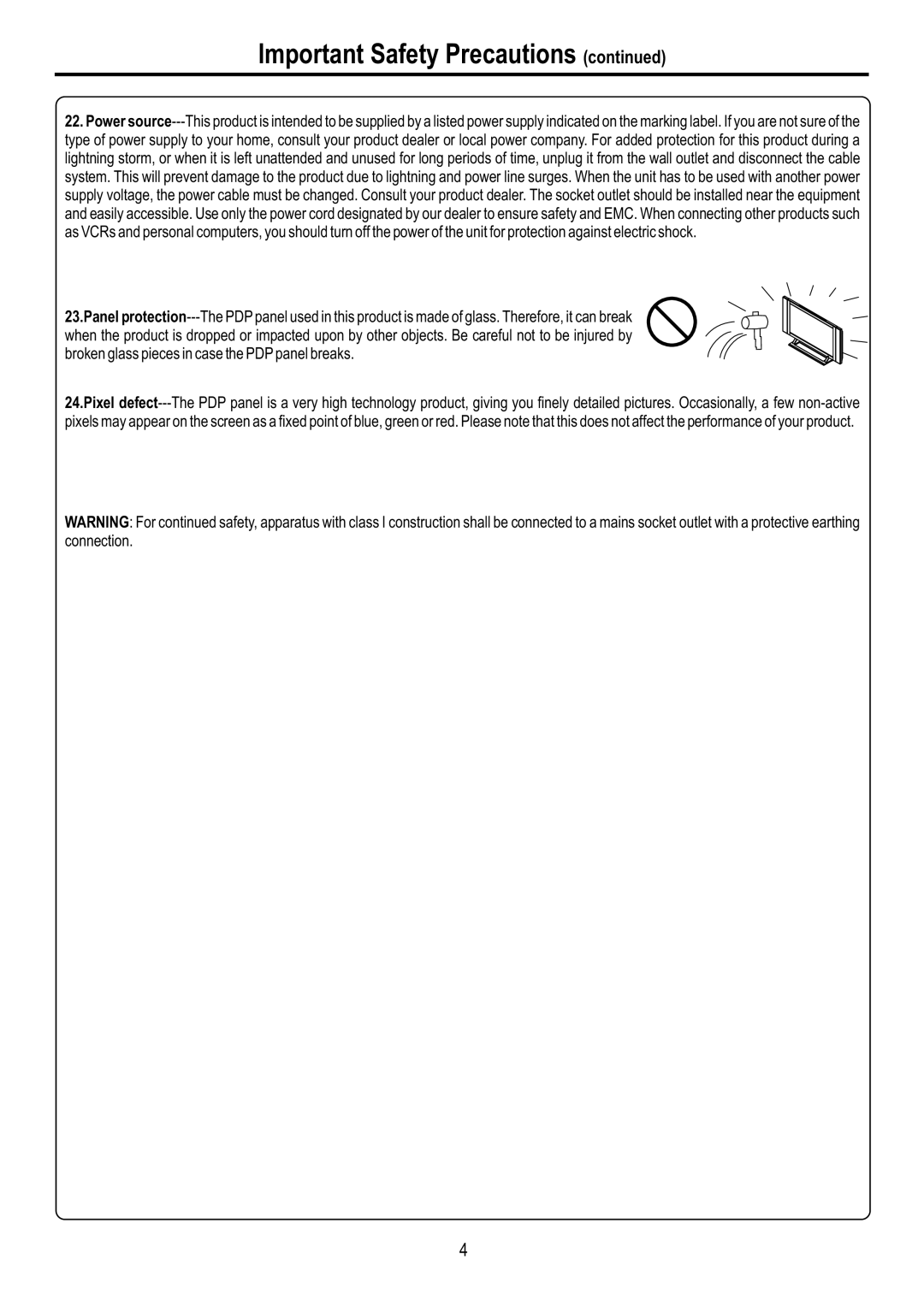 Audiovox FPE4217P manual Important Safety Precautions 