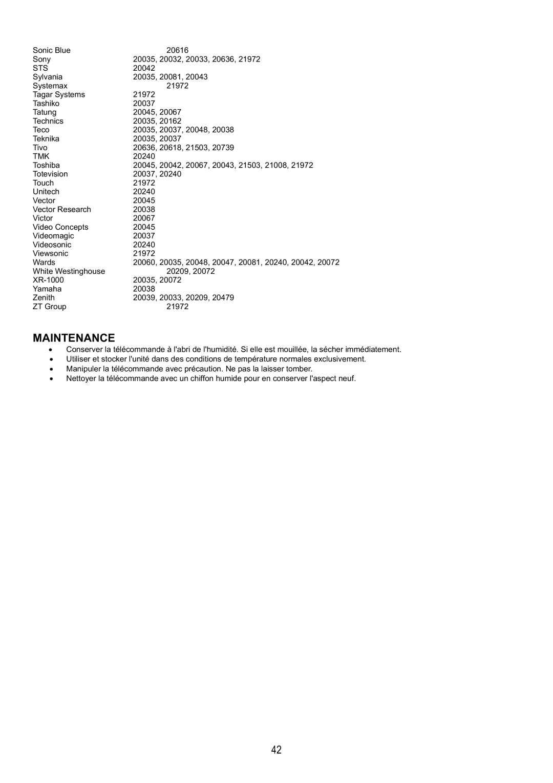 Audiovox FPE4217P manual Maintenance 