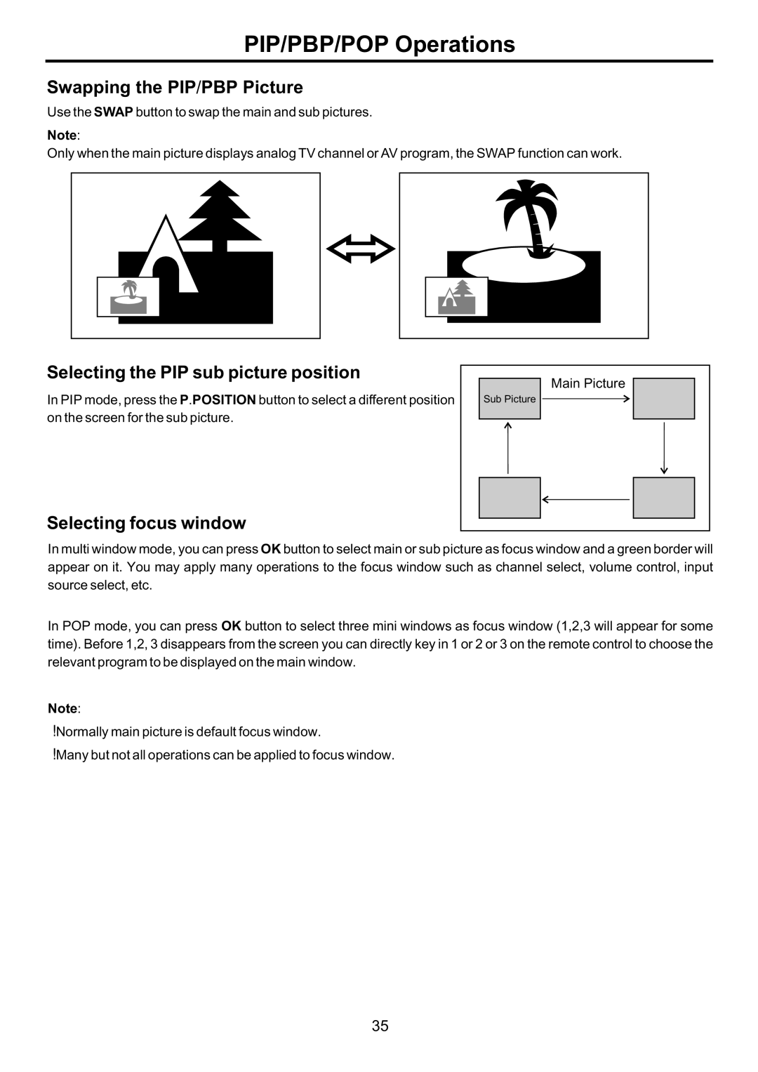 Audiovox FPE4707HR manual Swapping the PIP/PBP Picture 