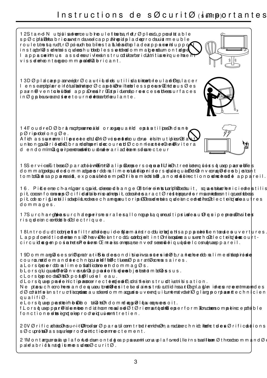 Audiovox FPE6317P manual Instructions de sécurité importantes suite 