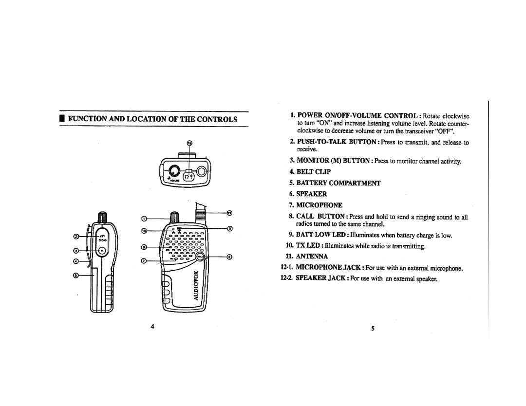 Audiovox FR-100 manual 