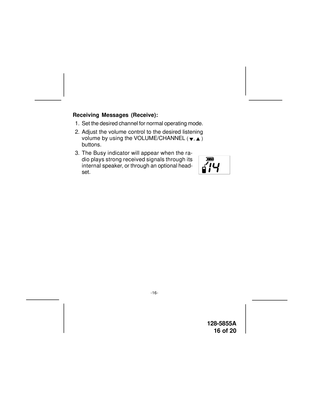 Audiovox FR-1400 manual Receiving Messages Receive 