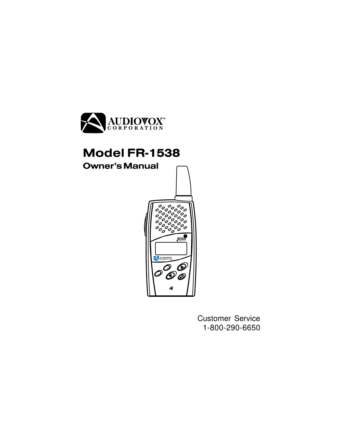 Audiovox owner manual Model FR-1538 