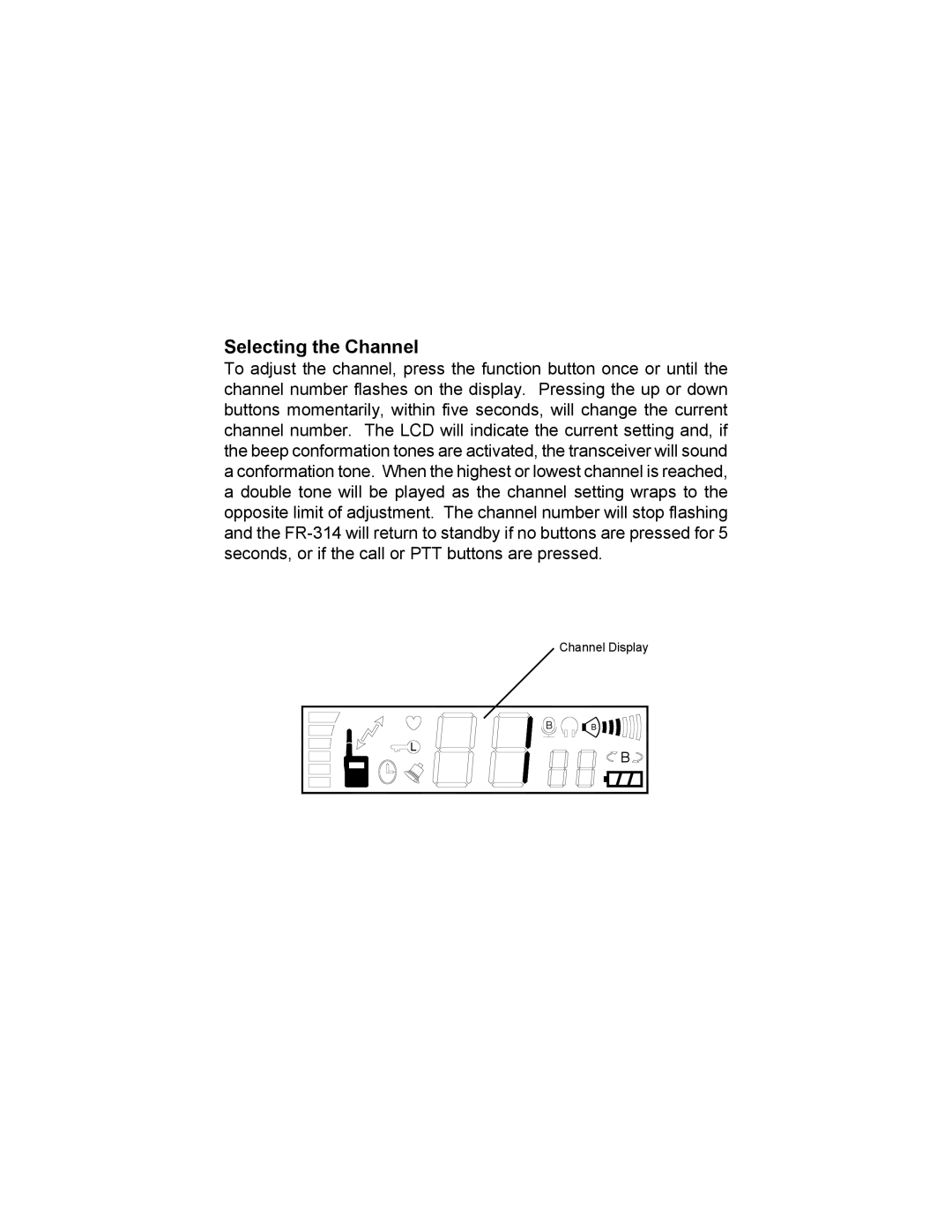 Audiovox FR-314 owner manual Selecting the Channel 