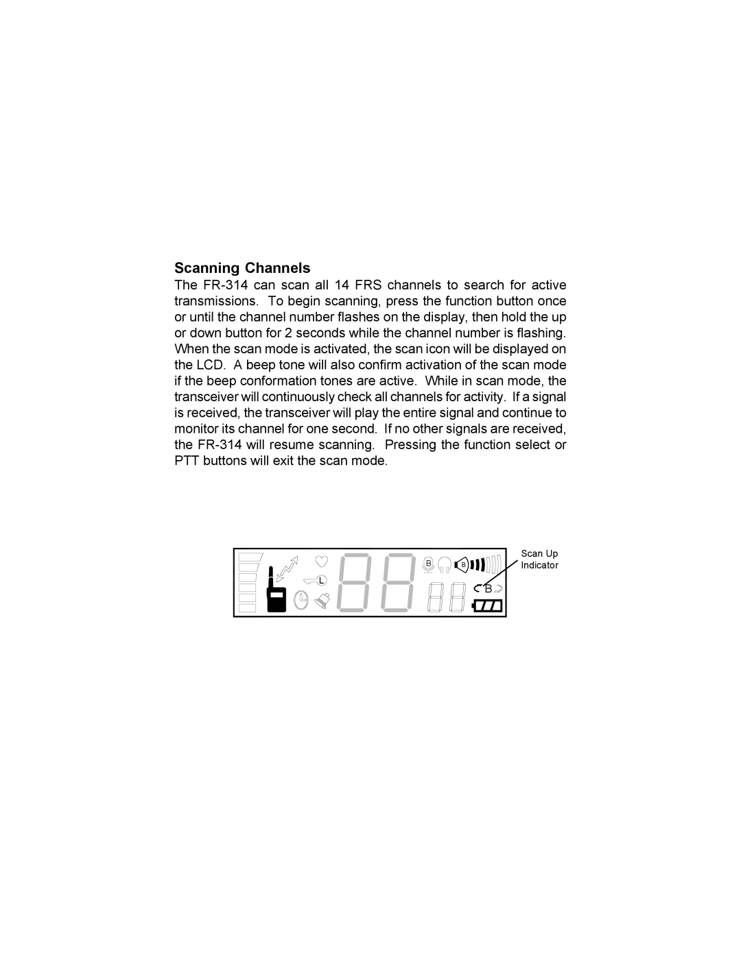 Audiovox FR-314 owner manual Scanning Channels 