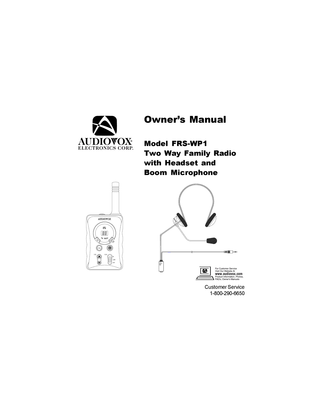 Audiovox FRS-WP1 owner manual Customer Service 