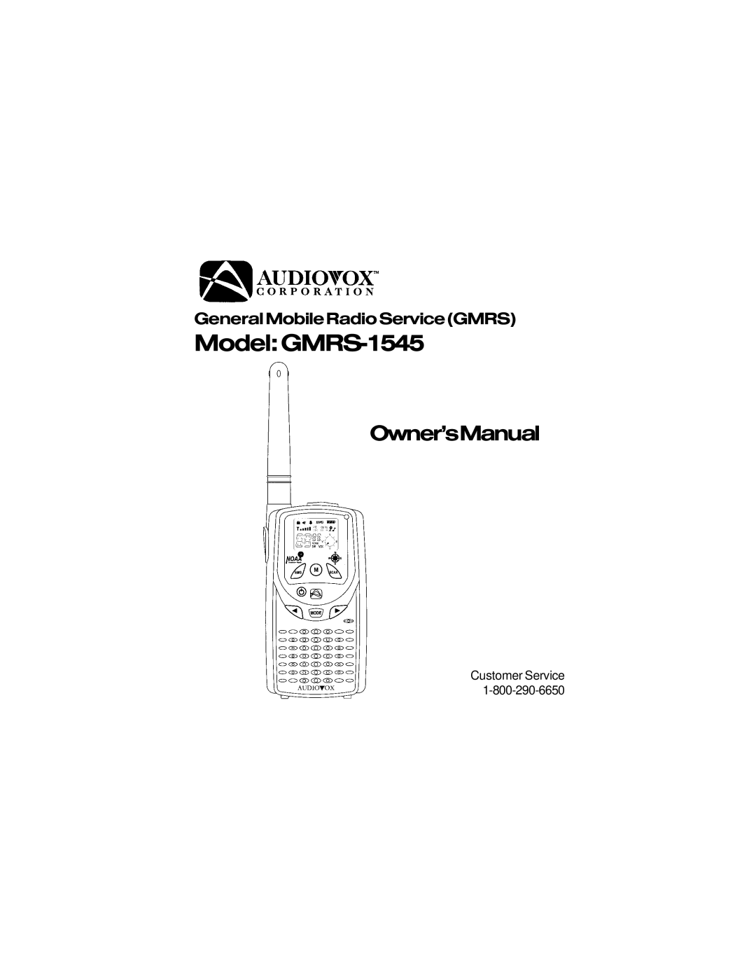 Audiovox owner manual ModelGMRS-1545 