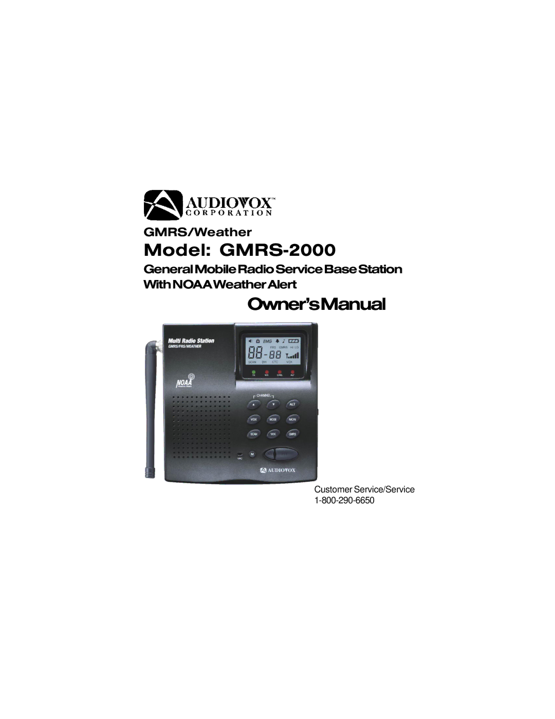 Audiovox owner manual Model GMRS-2000 